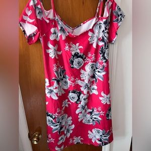 off the shoulder pink dress